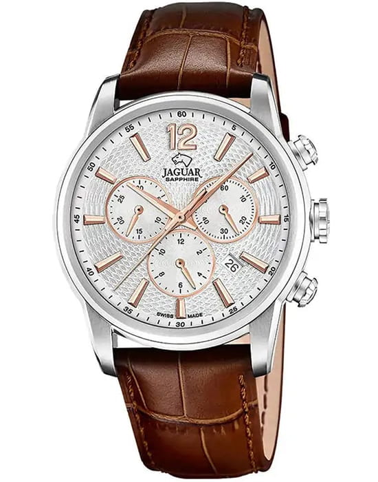 Jaguar Jaguar Acamar J968/1  J968/1 кварцевые мужские часы белый циферблат, браслет кожаный — вид спереди