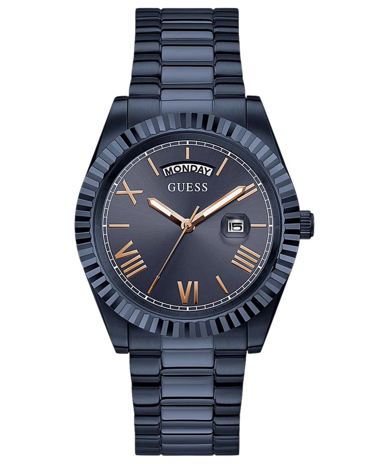Guess Guess Connoisseur GW0265G9  GW0265G9 кварцевые мужские часы синий циферблат, браслет нержавеющая сталь с ip-покрытием — вид спереди