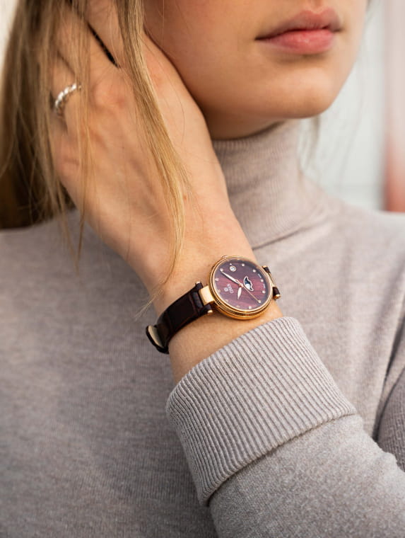 Cover Cover Moon CO196.07,  швейцария женские часы на браслете кожаный боковой вид