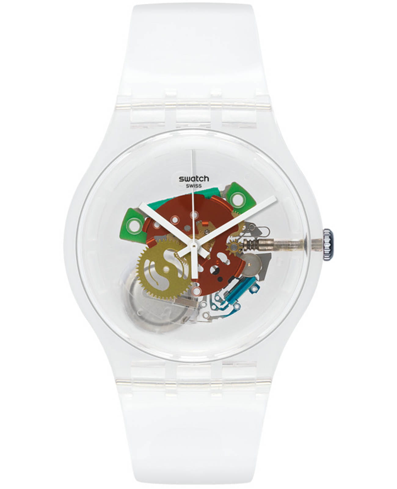 Swatch Swatch New Gent Lacquered SUOK111  SUOK111 кварцевые мужские часы прозрачный циферблат, браслет силикон — вид спереди