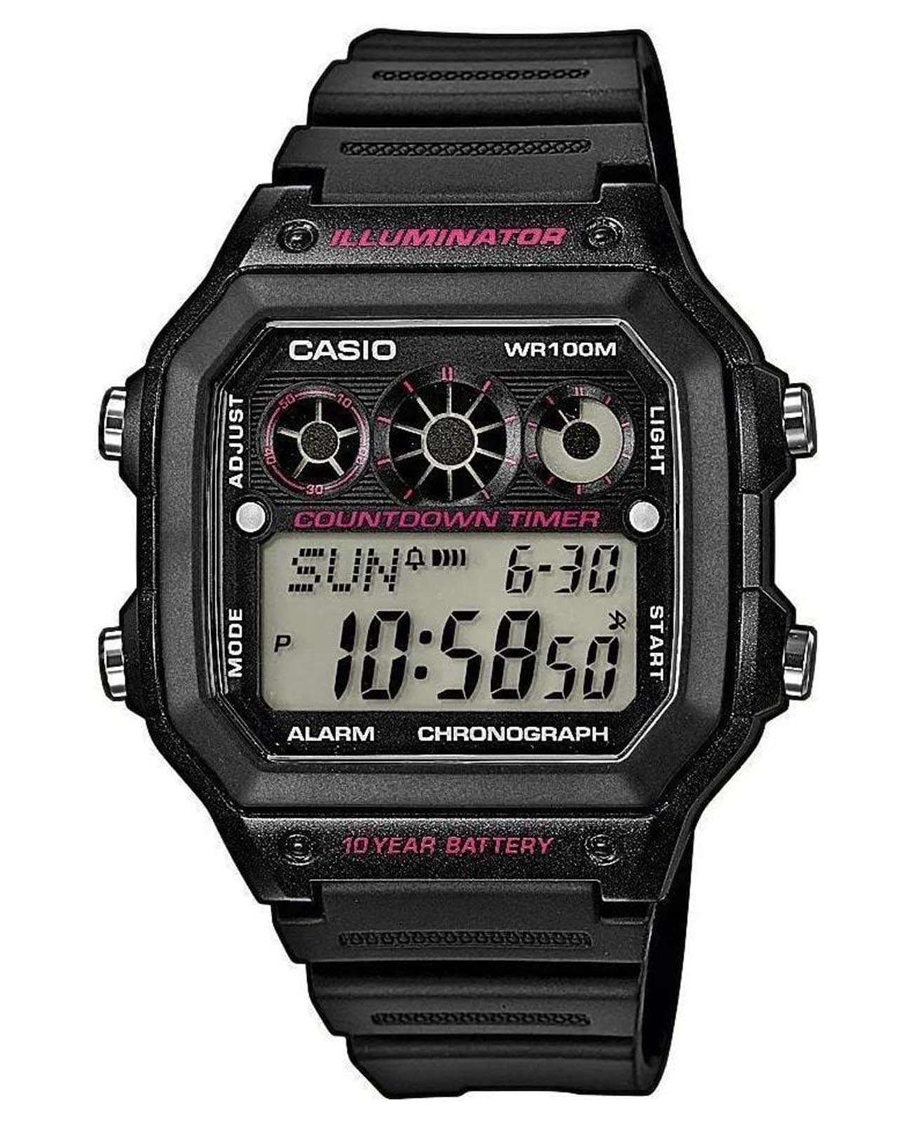 Casio Casio Collection AE-1300WH-1A2VDF (AE-1300WH-1A2)  AE-1300WH-1A2 кварцевые мужские часы серый циферблат, браслет пластик — вид спереди