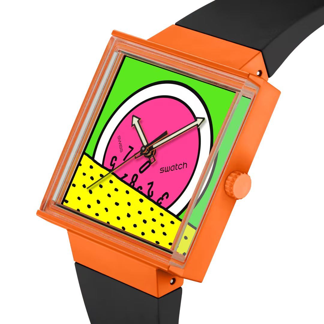 Swatch Swatch Square Bioceramic Standard SO34Z101 , наручные женские часы фото под углом
