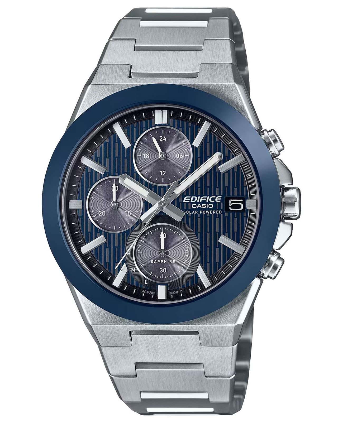 Casio Casio Edifice EFS-S650D-2A EFS EFS-S650D-2A кварцевые мужские часы синий циферблат, браслет нержавеющая сталь — вид спереди