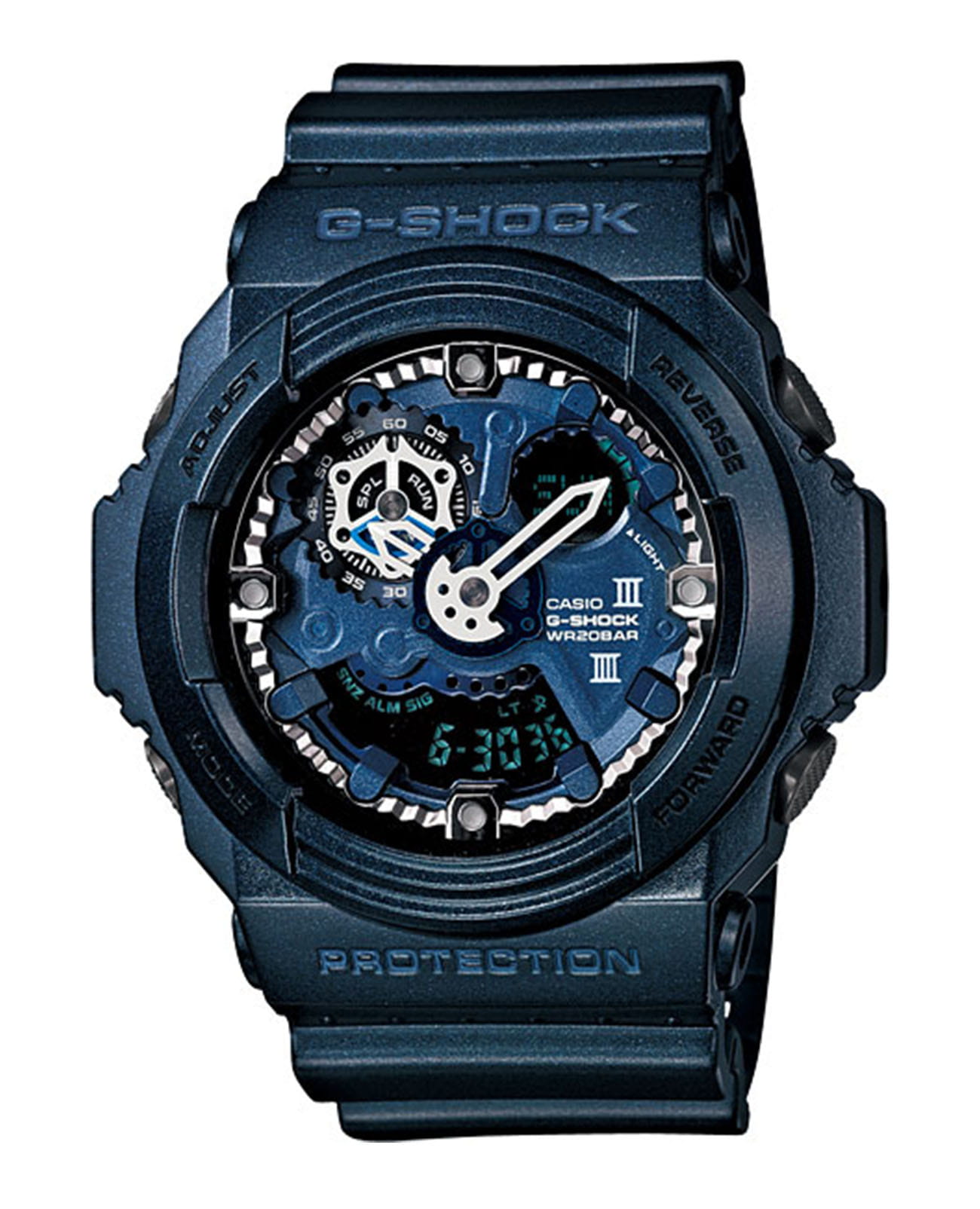 Casio Casio G-Shock GA-300A-2A GA GA-300A-2A электронные мужские часы синий циферблат, браслет пластик — вид спереди