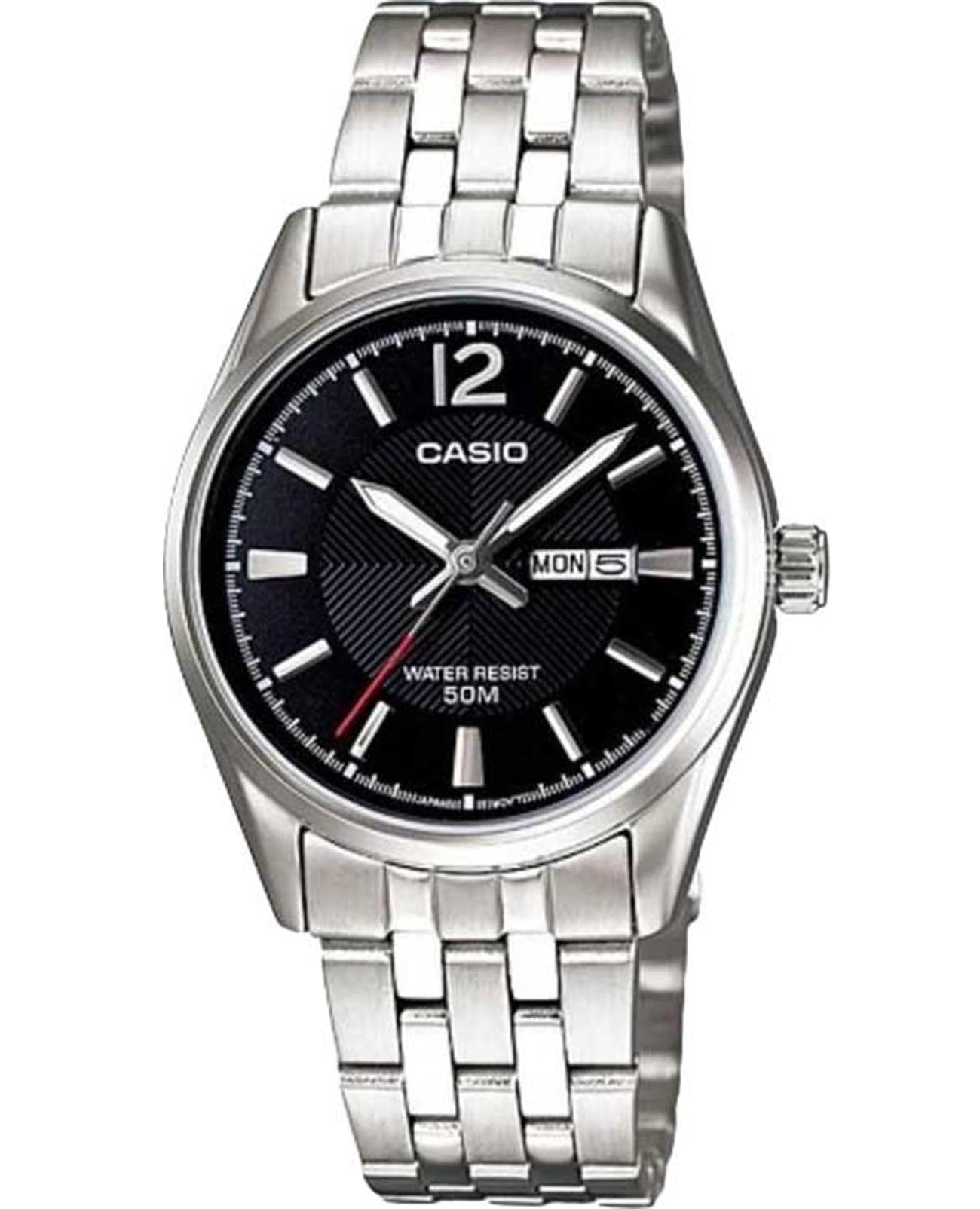 Casio Casio Collection LTP-1335D-1A  LTP-1335D-1A кварцевые женские часы черный циферблат, браслет нержавеющая сталь — вид спереди