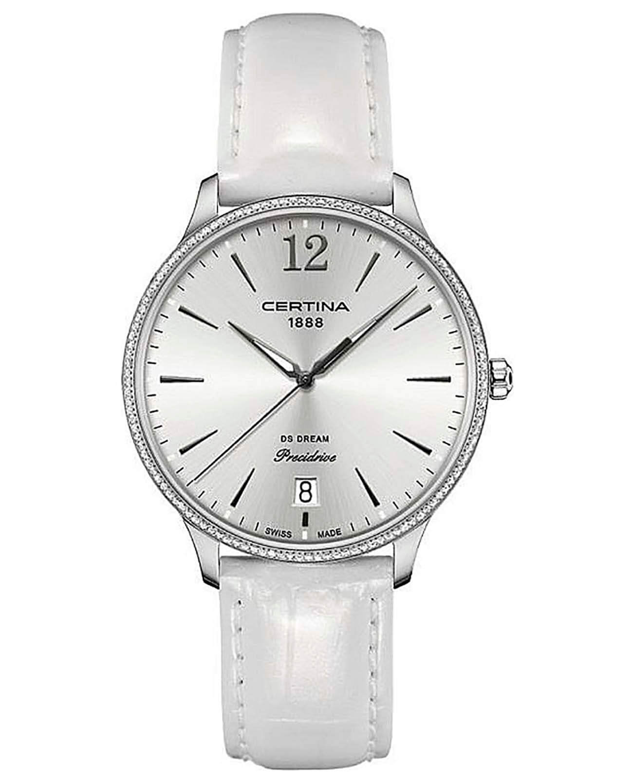 Certina Certina DS Dream C021.810.66.037.00  C0218106603700 кварцевые женские часы серебристый циферблат, браслет кожаный — вид спереди