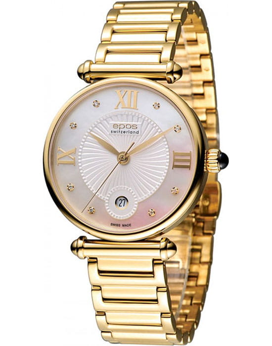 Epos Epos Quartz 8000.700.22.88.32  8000.700.22.88.32 кварцевые женские часы перламутровый циферблат, браслет сталь c pvd покрытием — вид спереди