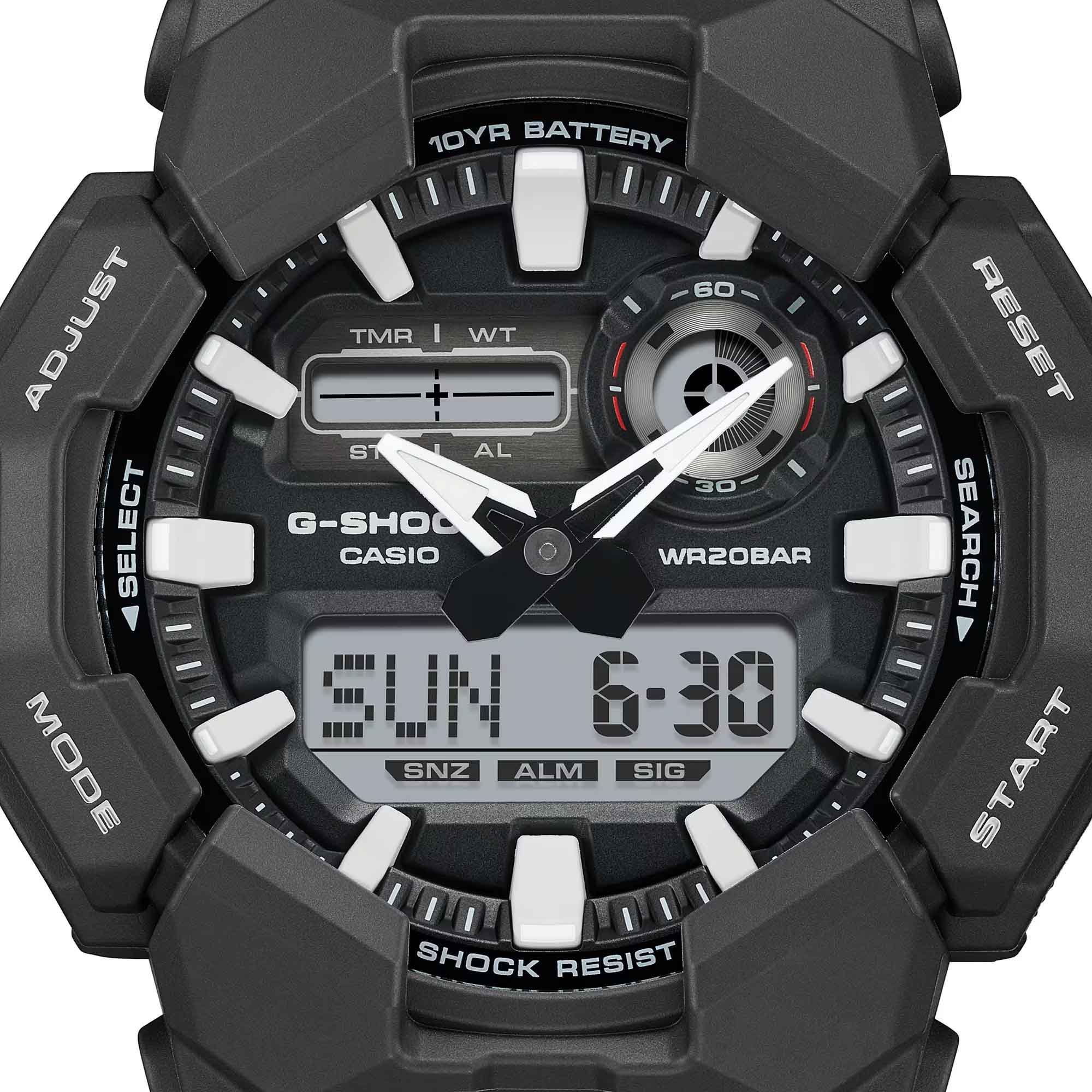 Casio Casio GA-010-1A кварцевые мужские часы часы крупный план черный циферблата