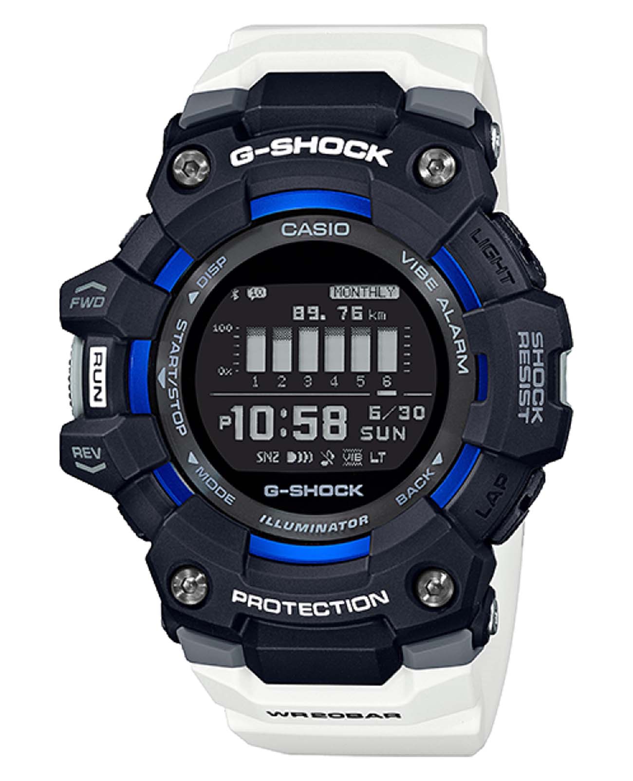 Casio Casio G-Shock GBD-100-1A7 G-SQUAD GBD-100-1A7 электронные мужские часы черный циферблат, браслет пластик — вид спереди