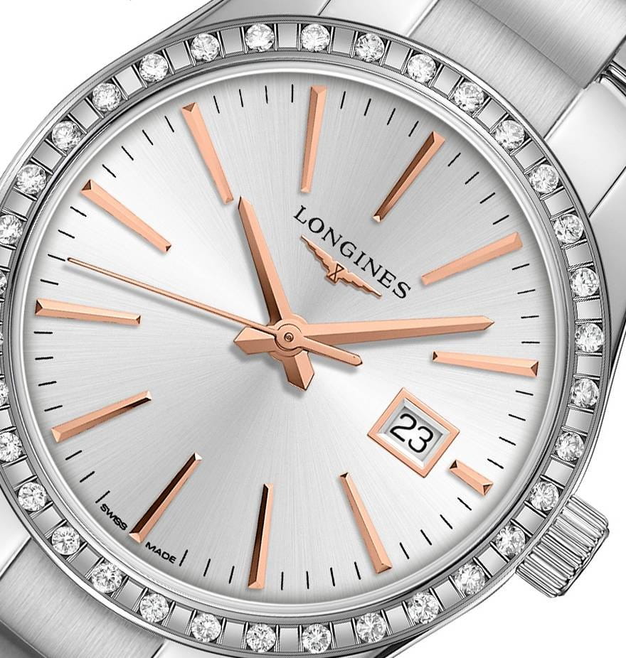 Longines Longines Conquest Classic  L2.286.0.72.6 кварцевые женские часы часы крупный план серебристый циферблата