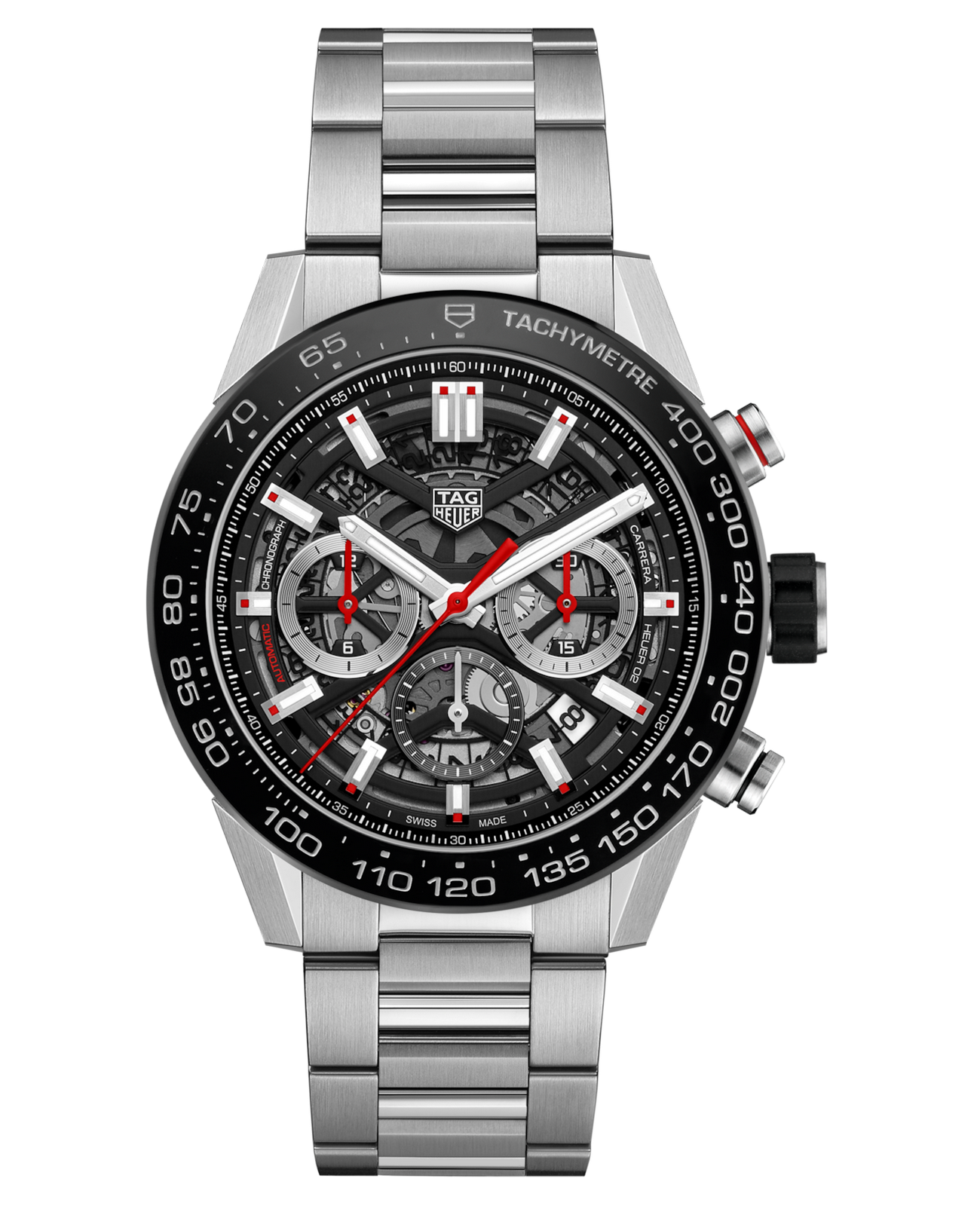 TAG Heuer TAG Heuer Carrera CBG2A10.BA0654  CBG2A10.BA0654 механические мужские часы черный циферблат, браслет нержавеющая сталь — вид спереди
