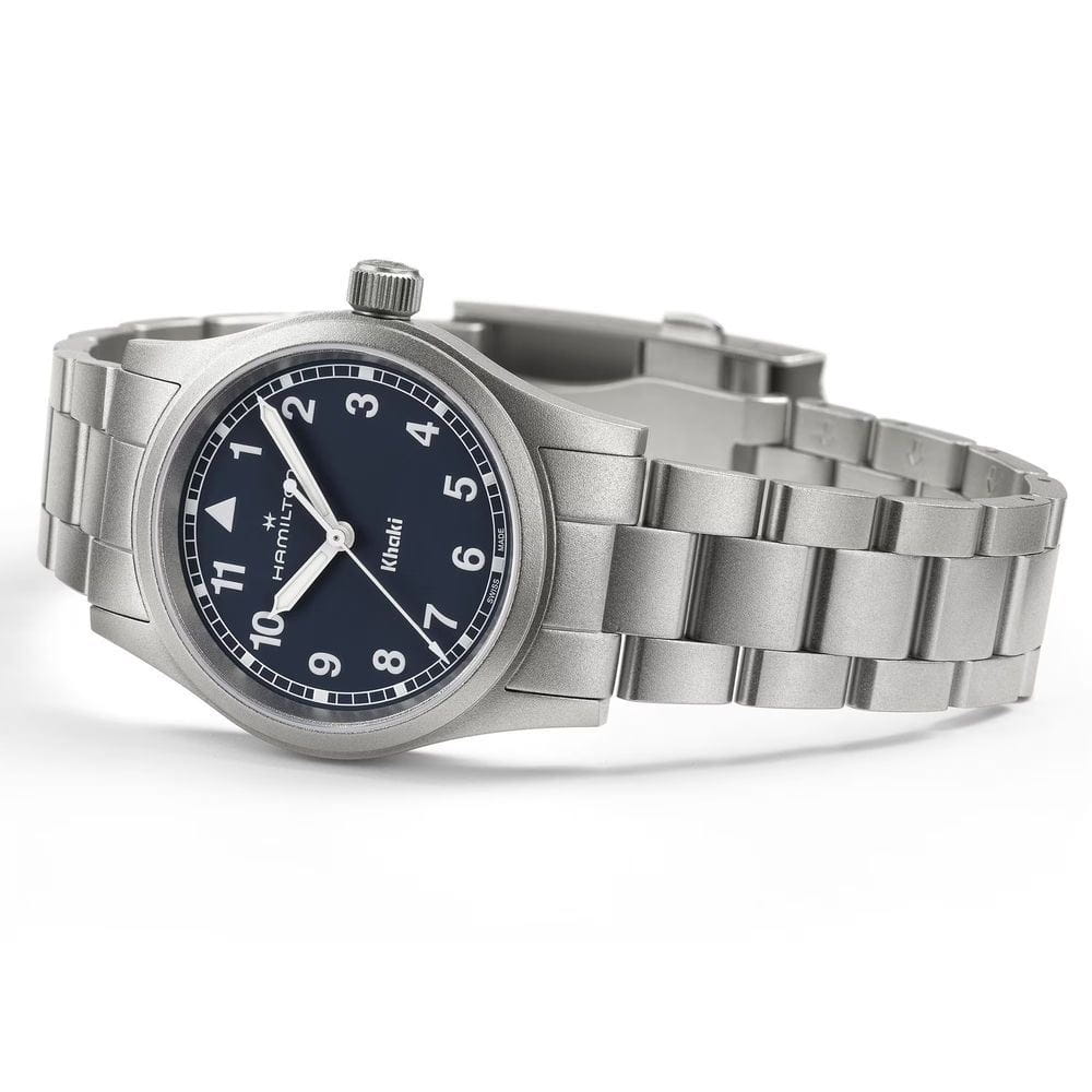 Hamilton Hamilton Khaki Field Quartz 38mm H69401140 кварцевые мужские часы часы крупный план синий циферблата