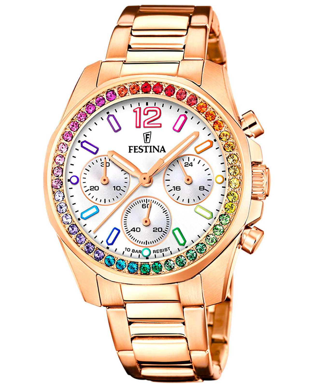 Festina Festina Boyfriend F20639/2  F20639/2 кварцевые женские часы белый циферблат, браслет нержавеющая сталь с pvd-покрытием — вид спереди