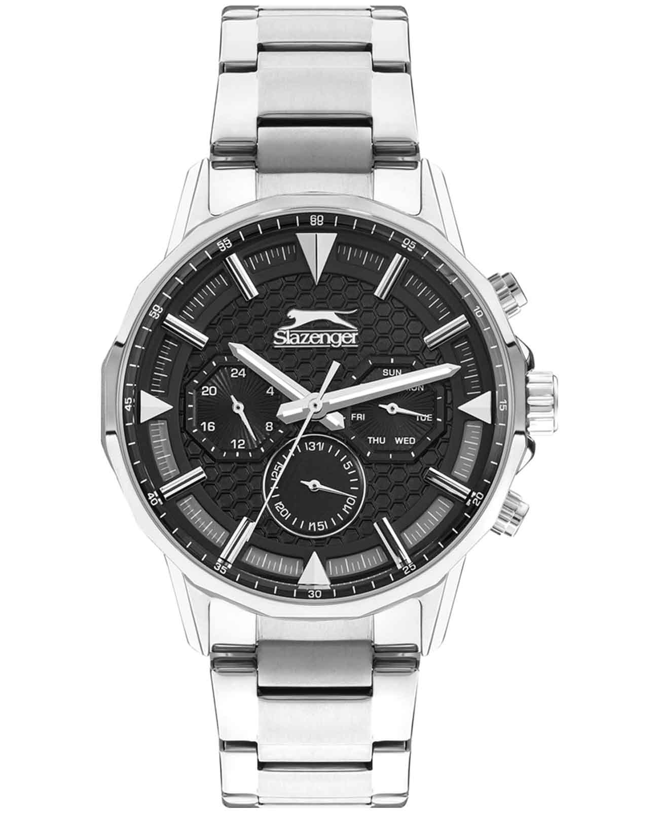 Slazenger Slazenger SL.09.2216.2.01  SL.09.2216.2.01 кварцевые мужские часы черный циферблат, браслет нержавеющая сталь — вид спереди