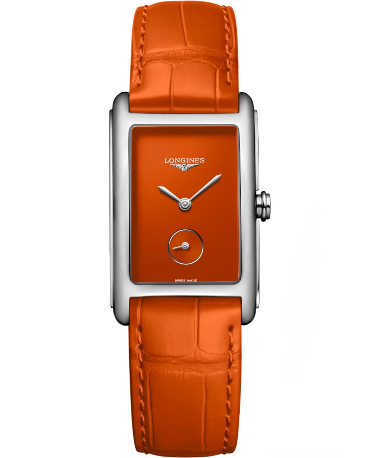 Longines Longines DolceVita L5.512.4.92.2  L55124922 кварцевые женские часы красный циферблат, браслет кожаный — вид спереди