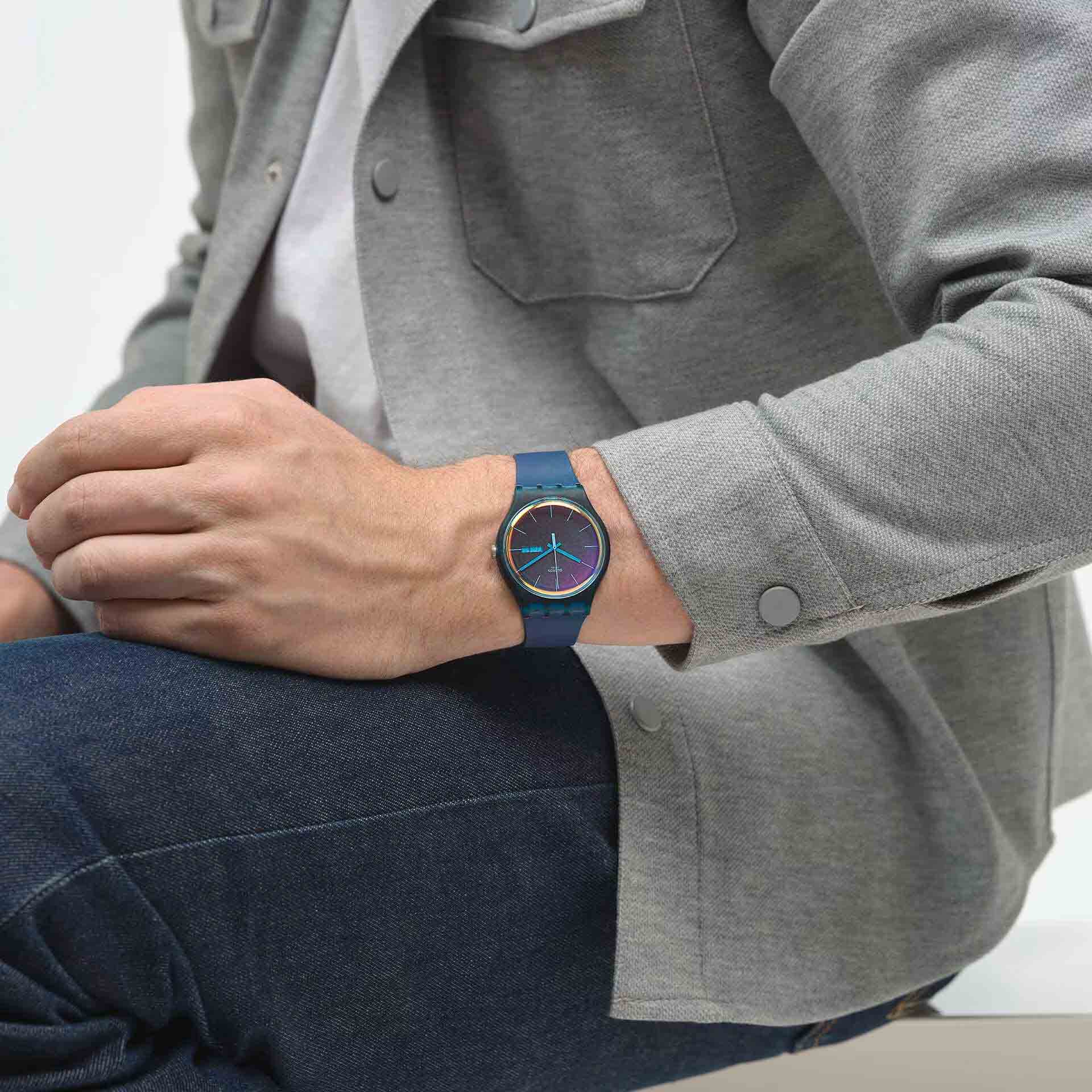 Оригинальные часы Swatch Swatch New Gent Biosourced SO29N707 кварцевые калибр механизма  общий вид