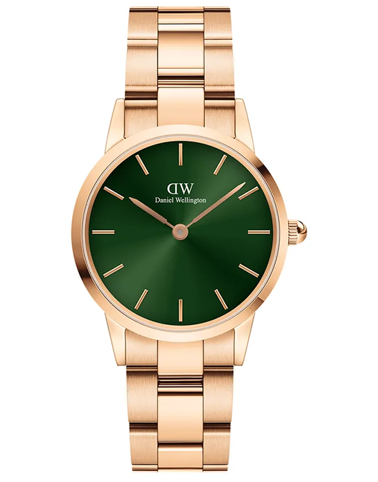 Daniel Wellington Daniel Wellington Iconic Link Emerald DW00100421  DW00100421 кварцевые женские часы зеленый циферблат, браслет сталь c pvd покрытием — вид спереди