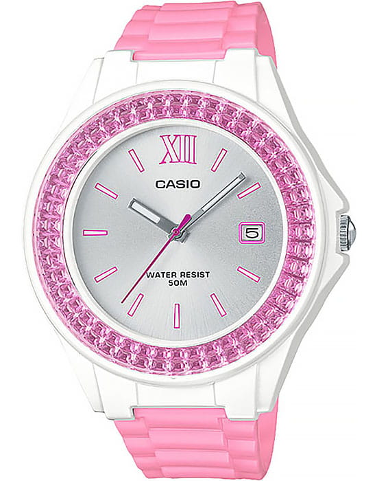 Casio Casio Collection LX-500H-4E3  LX-500H-4E3VEF кварцевые женские часы серебристый циферблат, браслет пластик — вид спереди