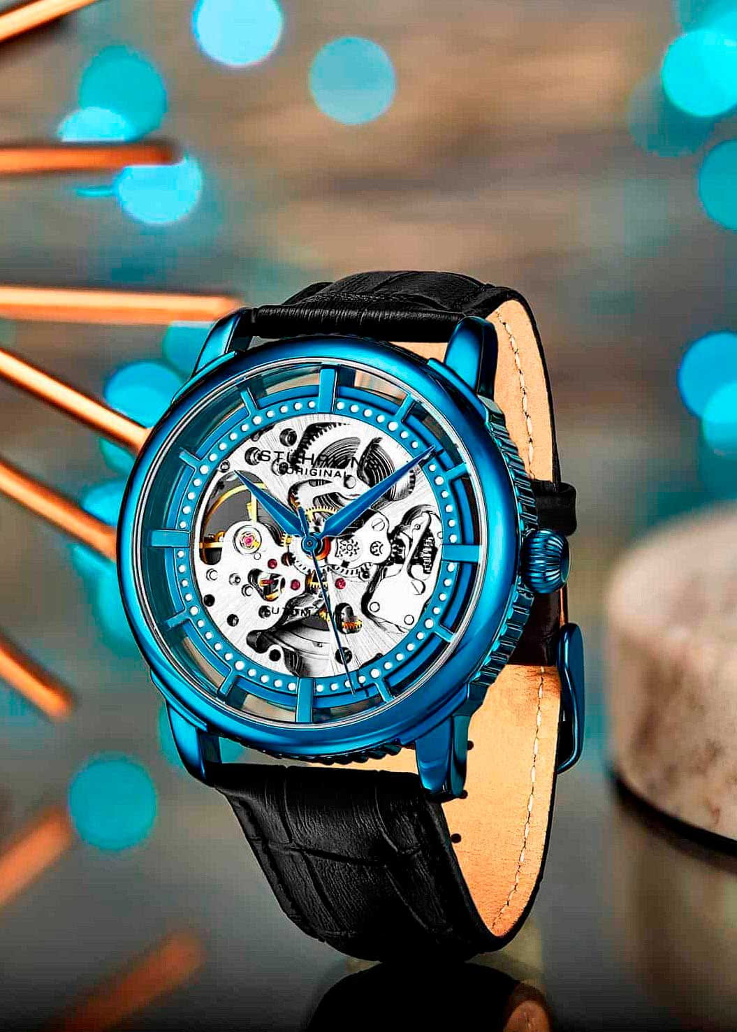 Stuhrling Stuhrling Legacy 3933.2 механические мужские часы часы крупный план белый циферблата