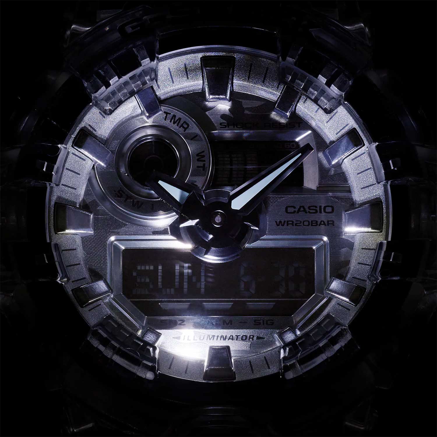 Casio Casio G-Shock GA-700SKC-1ADR (GA-700SKC-1A) электронные мужские часы часы крупный план серый циферблата