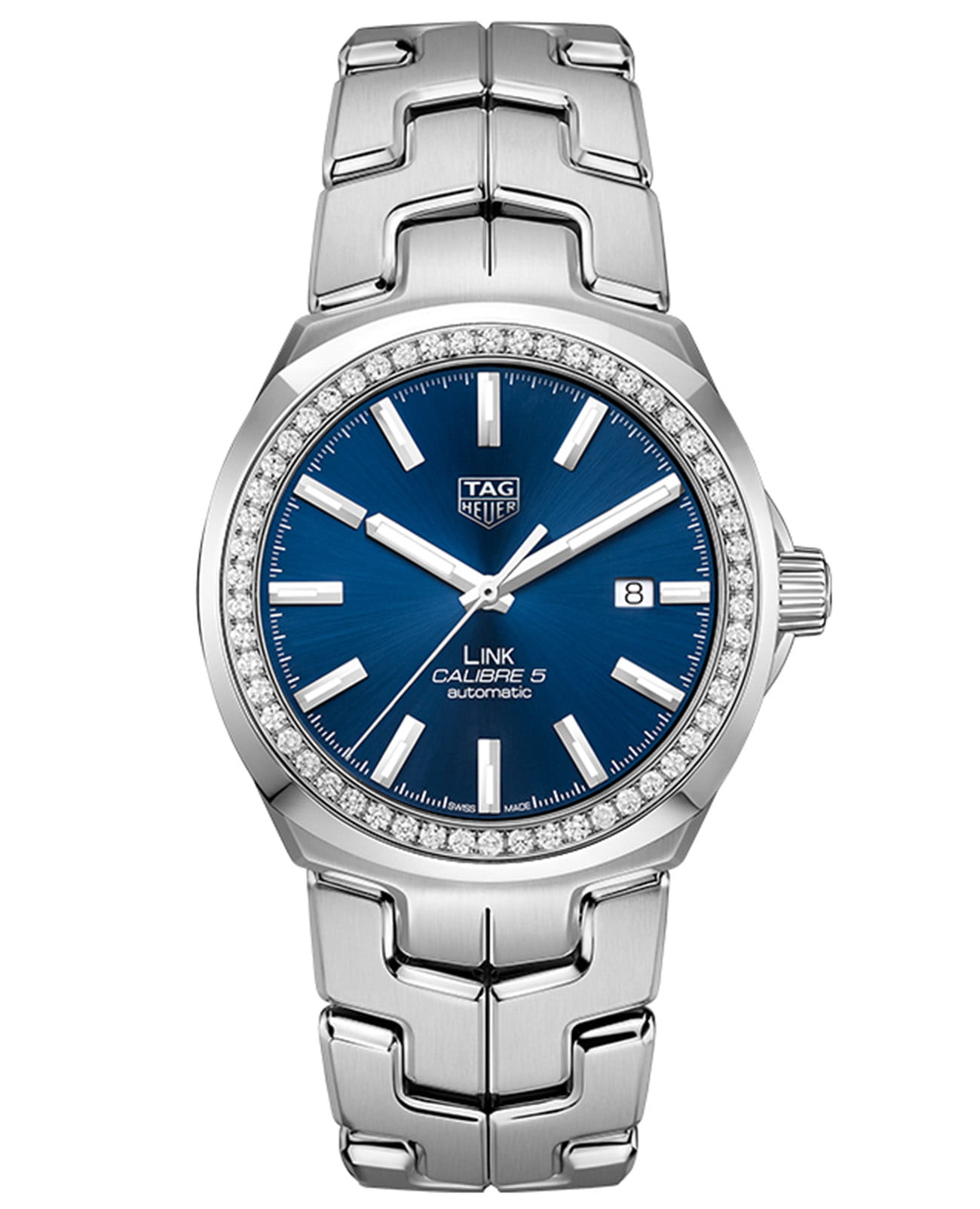 TAG Heuer TAG Heuer Link WBC2113.BA0603  WBC2113.BA0603 механические мужские часы синий циферблат, браслет нержавеющая сталь — вид спереди