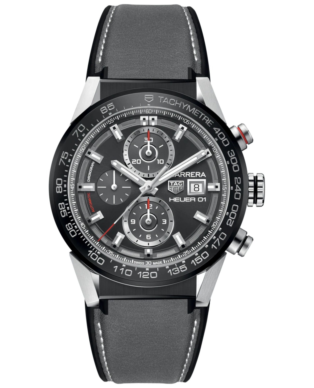 TAG Heuer TAG Heuer Carrera CAR201W.FT6095  CAR201W.FT6095 механические мужские часы черный циферблат, браслет каучук — вид спереди