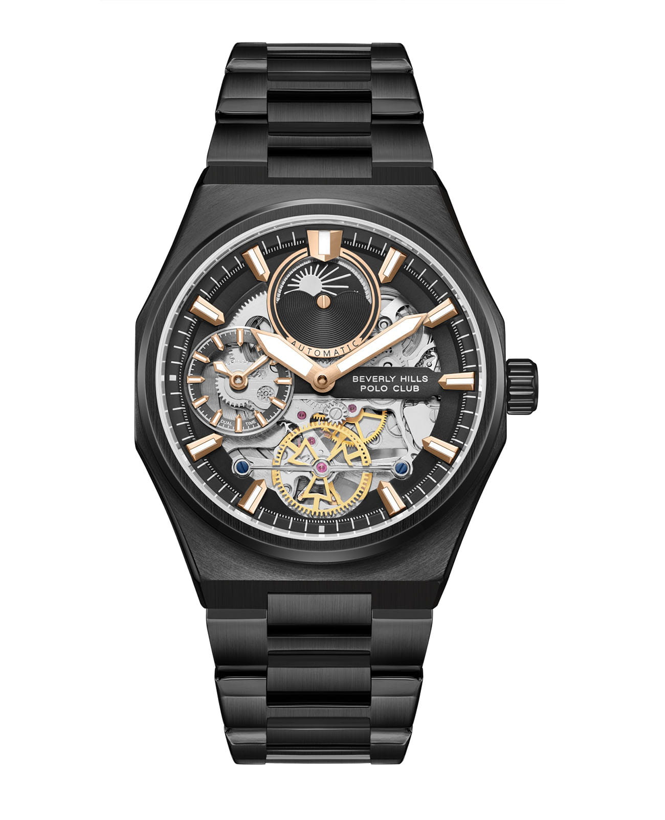 Beverly Hills Polo Club Beverly Hills Polo Club BP3786X.650  BP3786X.650 кварцевые мужские часы черный циферблат, браслет нержавеющая сталь — вид спереди
