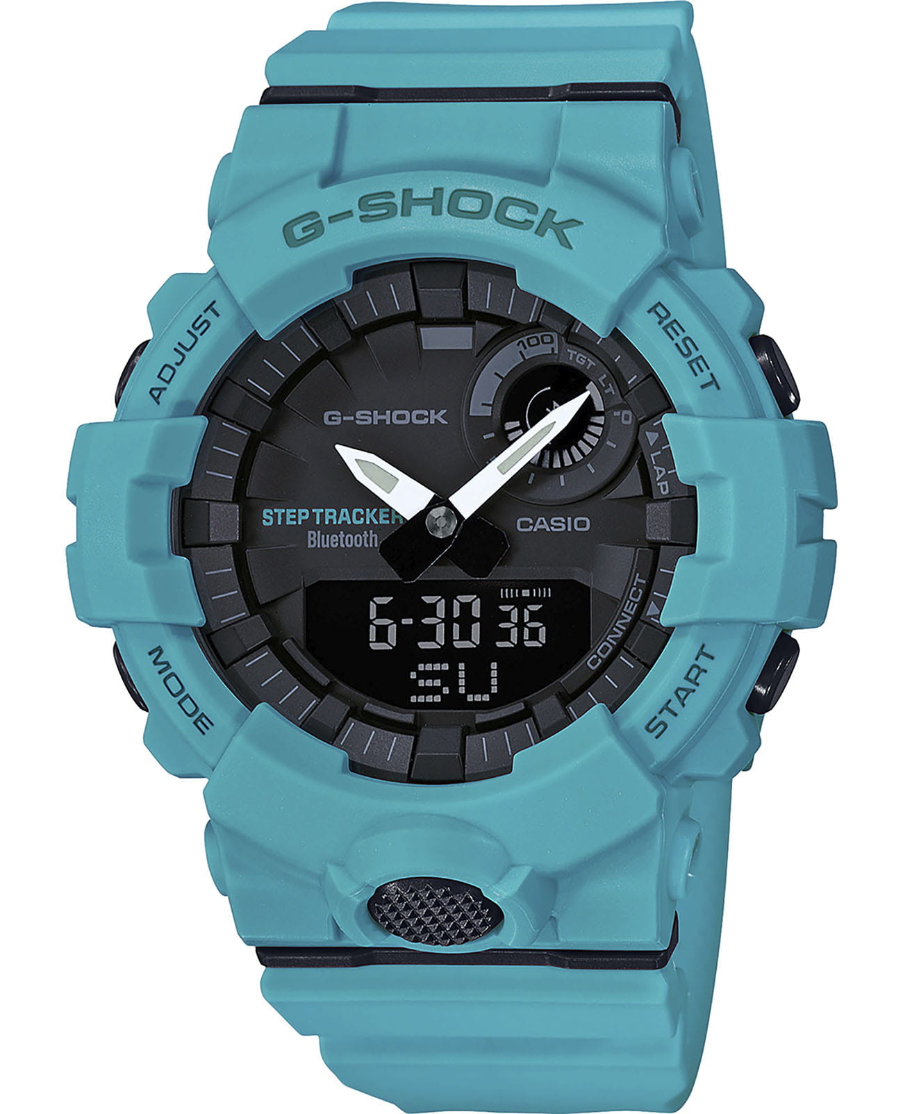 Casio Casio G-Shock GBA-800-2A2 G-SQUAD GBA-800-2A2 электронные мужские часы черный циферблат, браслет пластик — вид спереди
