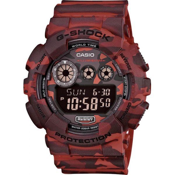 Casio Casio G-Shock GD-120CM-4E  GD-120CM-4E электронные мужские часы черный циферблат, браслет  — вид спереди