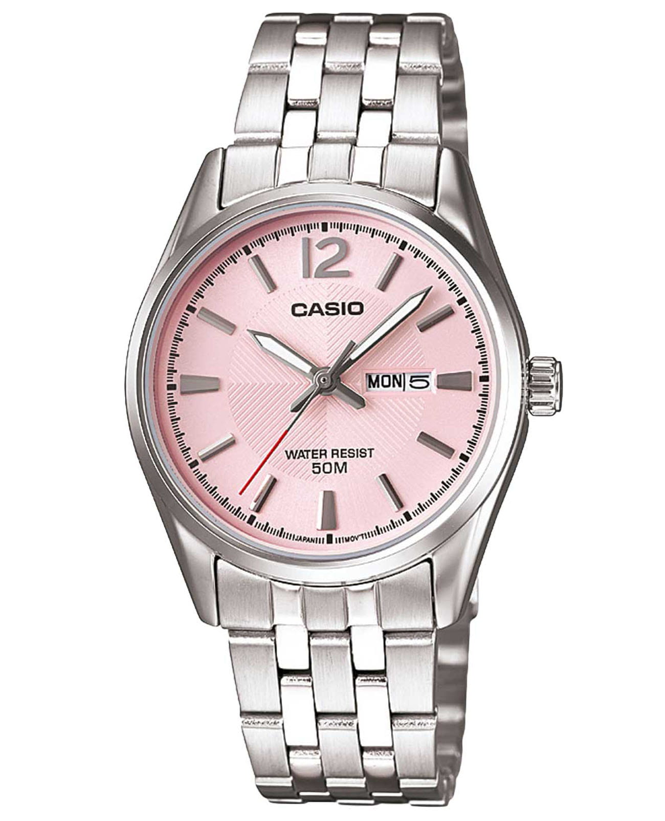 Casio Casio Collection LTP-1335D-5A  LTP-1335D-5A кварцевые женские часы розовый циферблат, браслет нержавеющая сталь — вид спереди