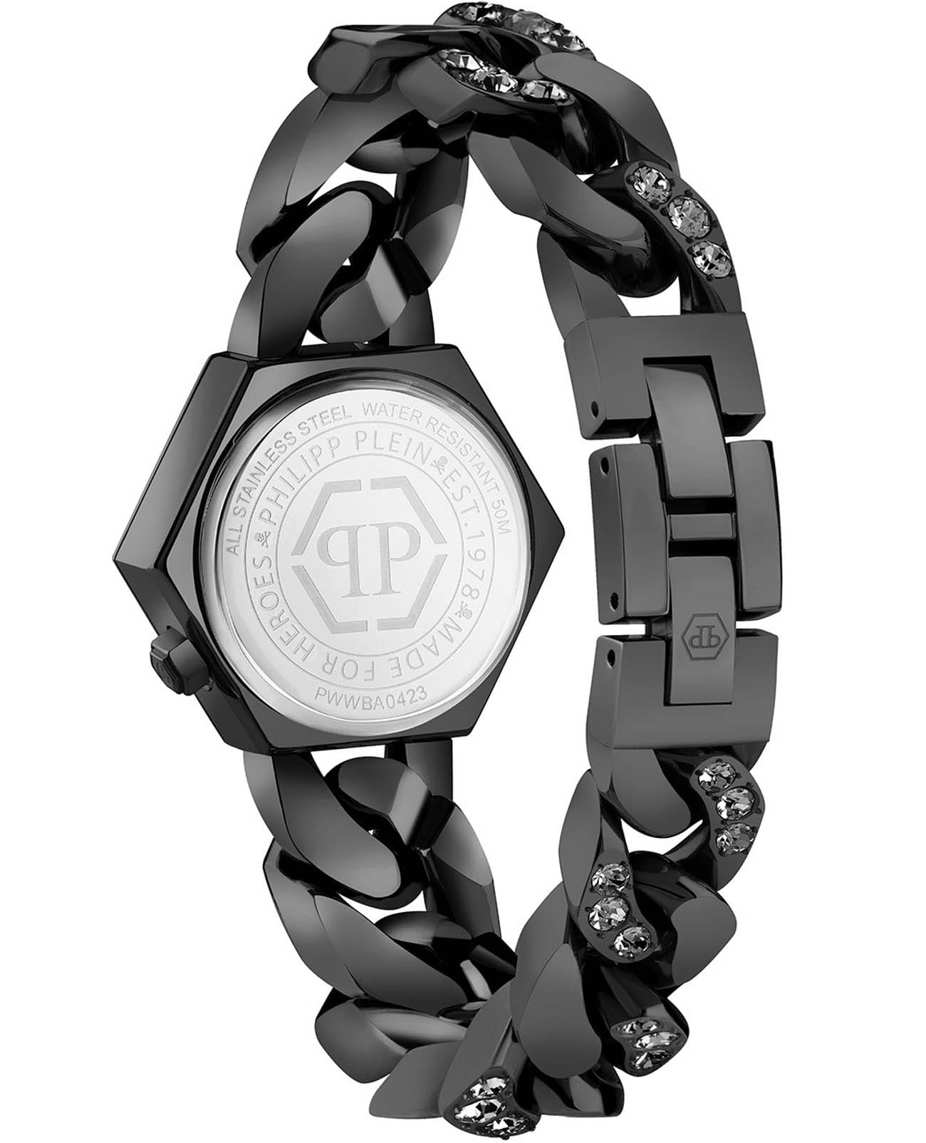 Philipp Plein Philipp Plein The Hexagon Groumette PWWBA0423,  германия женские часы на браслете нержавеющая сталь с ip-покрытием боковой вид