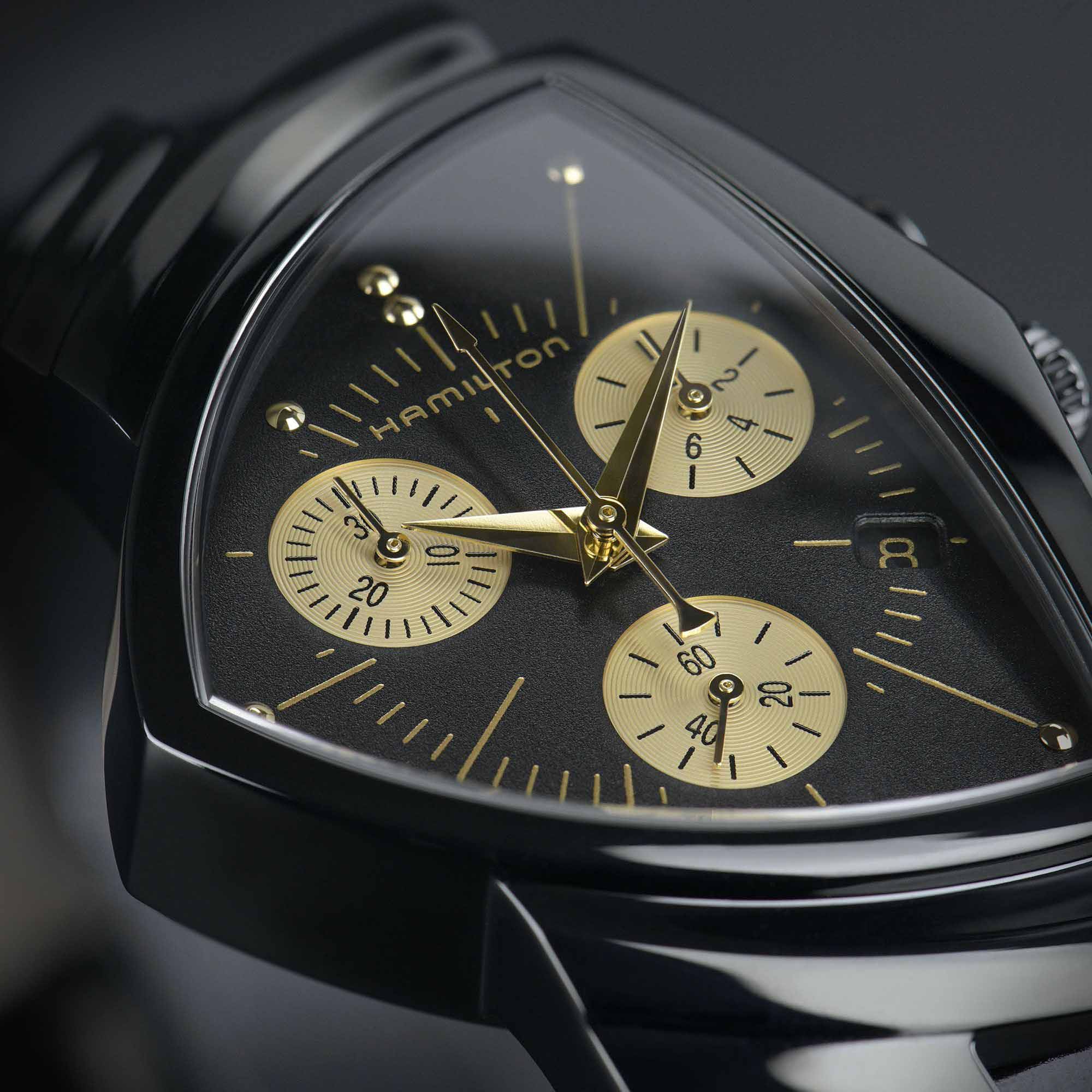Hamilton Hamilton Ventura L Chrono Quartz H24402730 мужские часы черный циферблат на запястье