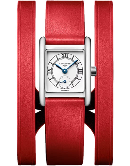 Longines Longines Mini DolceVita L5.200.4.75.3  L52004753 кварцевые женские часы бежевый циферблат, браслет кожаный — вид спереди