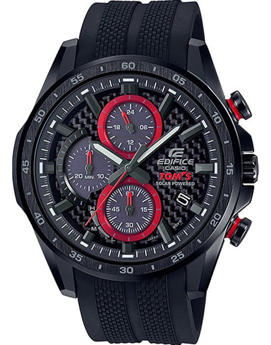 Casio Casio Edifice EQS-900TMS-1A EQS EQS-900TMS-1A кварцевые мужские часы черный циферблат, браслет пластик — вид спереди
