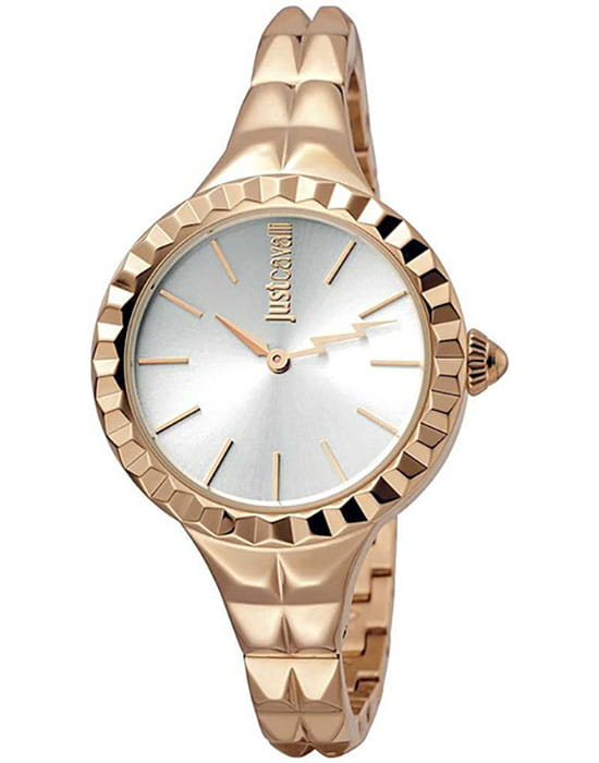 Just Cavalli Just Cavalli JC1L002M0045  JC1L002M0045 кварцевые женские часы серебристый циферблат, браслет сталь c pvd покрытием — вид спереди