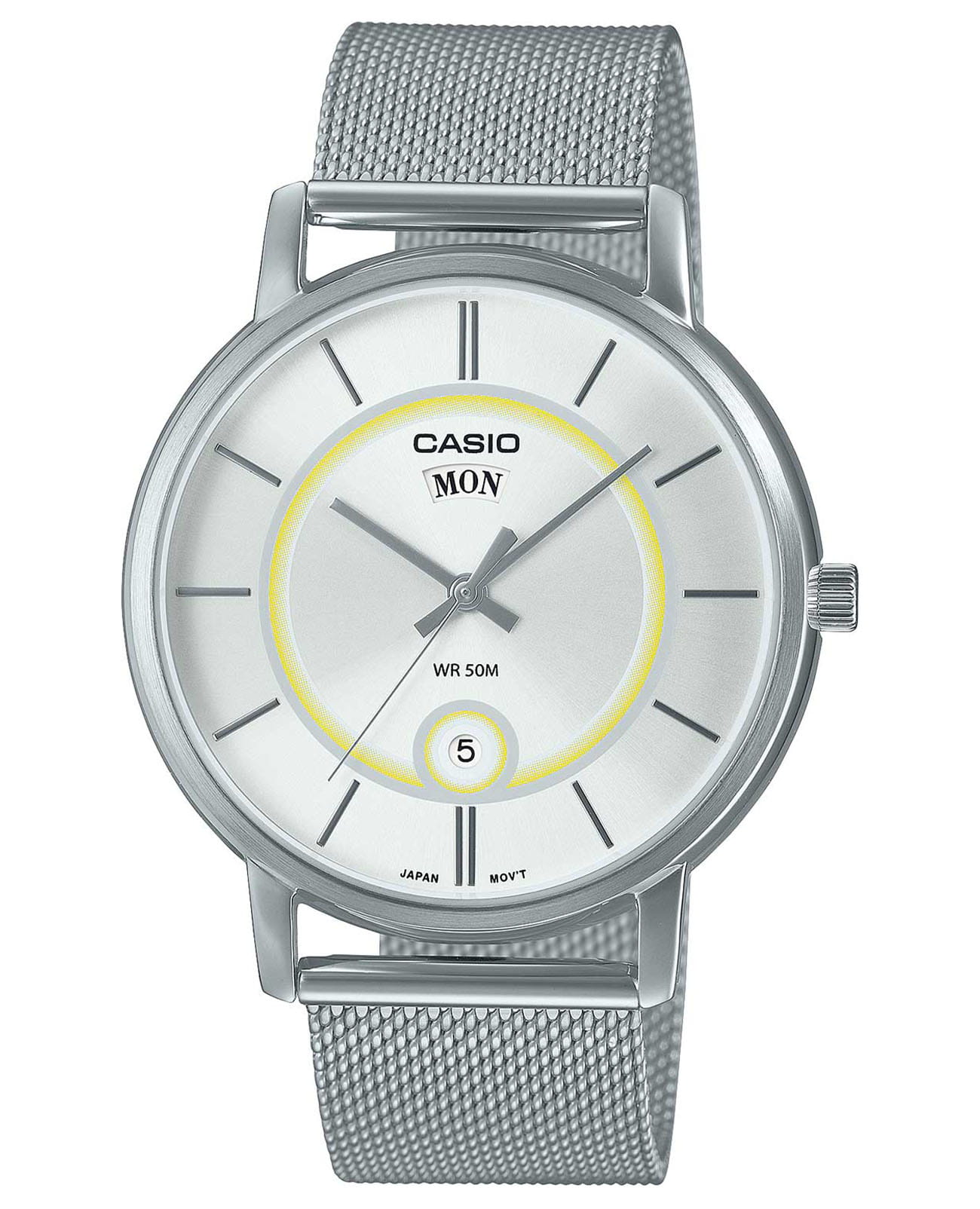 Casio Casio Collection MTP-B120M-7AVDF (MTP-B120M-7A)  MTP-B120M-7A кварцевые мужские часы серебристый циферблат, браслет нержавеющая сталь — вид спереди