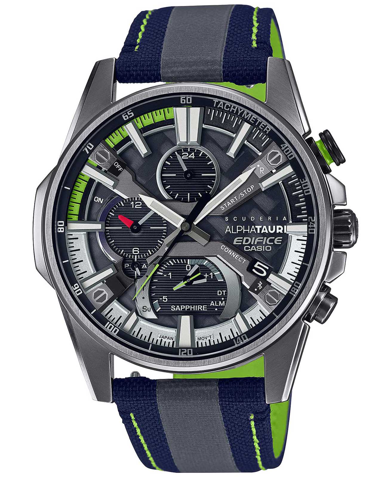 Casio Casio Edifice Scuderia Alpha Tauri Limited Edition EQB-1200AT-1A EQB EQB-1200AT-1A кварцевые мужские часы серый циферблат, браслет тканевый — вид спереди