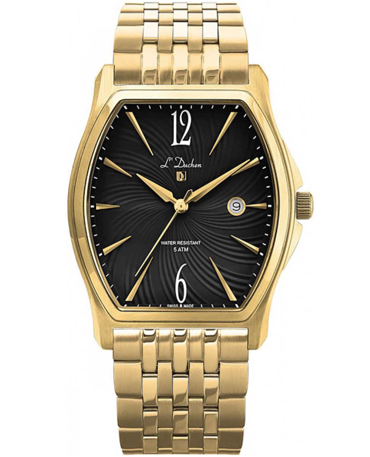 L'Duchen LDuchen D 301.20.21  D 301.20.21 кварцевые мужские часы черный циферблат, браслет сталь c pvd покрытием — вид спереди