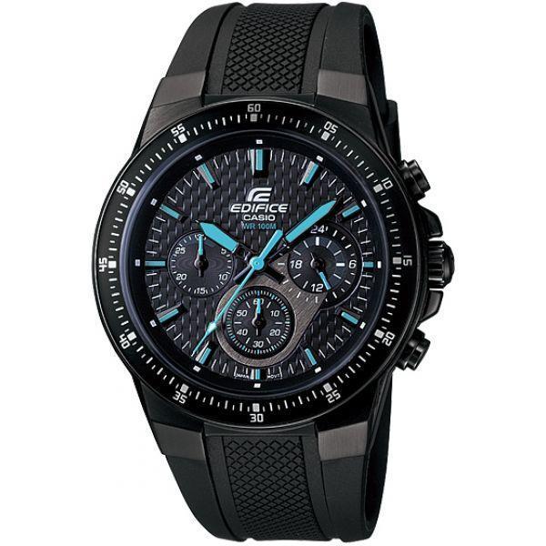 Casio Casio Edifice EF-552PB-1A2 EF EF-552PB-1A2 кварцевые мужские часы черный циферблат, браслет нержавеющая сталь — вид спереди