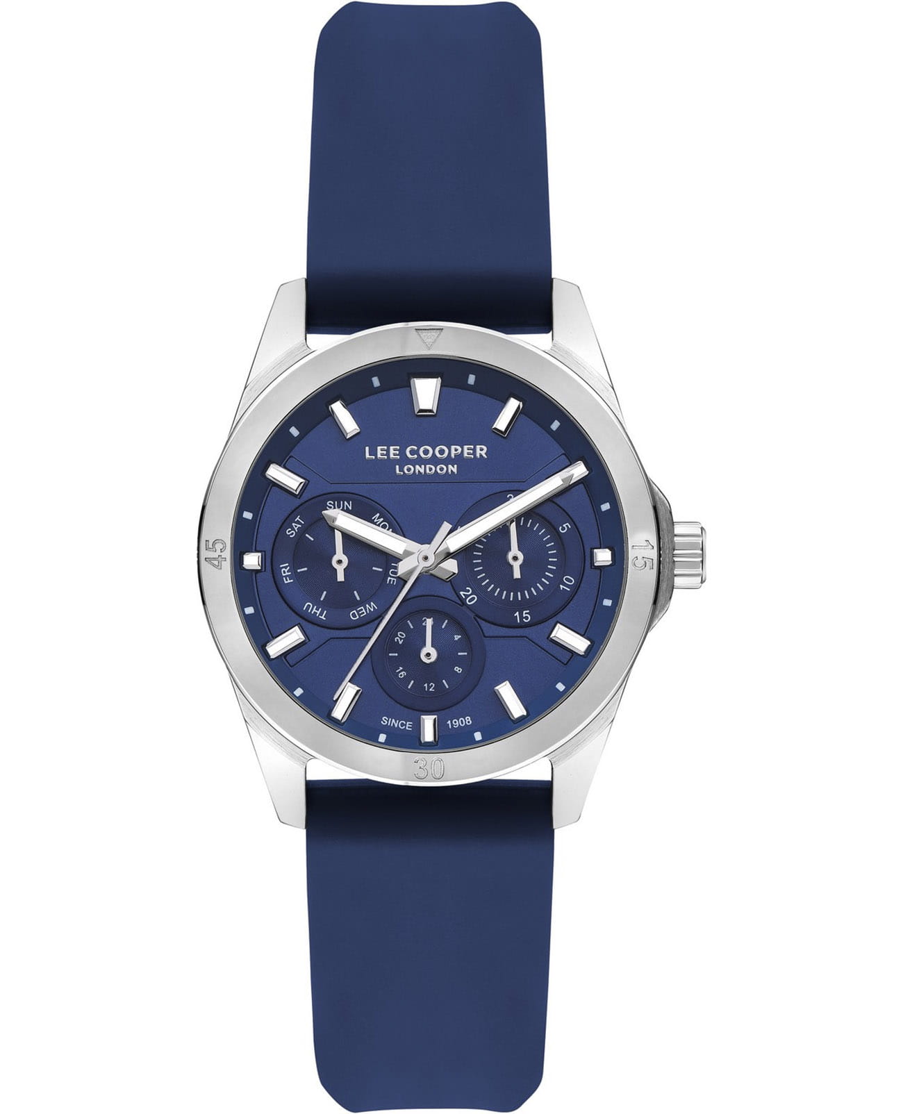 Lee Cooper Lee Cooper LC07625.399  LC07625.399 кварцевые женские часы синий циферблат, браслет силикон — вид спереди