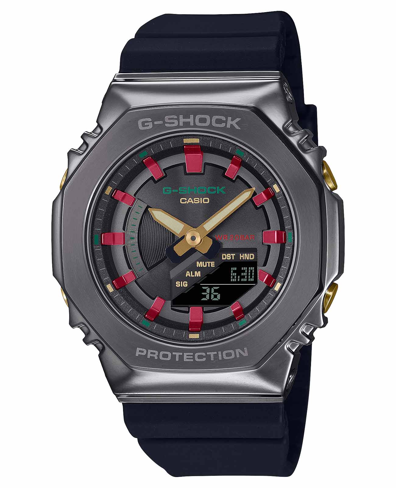 Casio Casio G-Shock GM-S2100CH-1A GM GM-S2100CH-1A электронные женские часы серый циферблат, браслет пластик — вид спереди