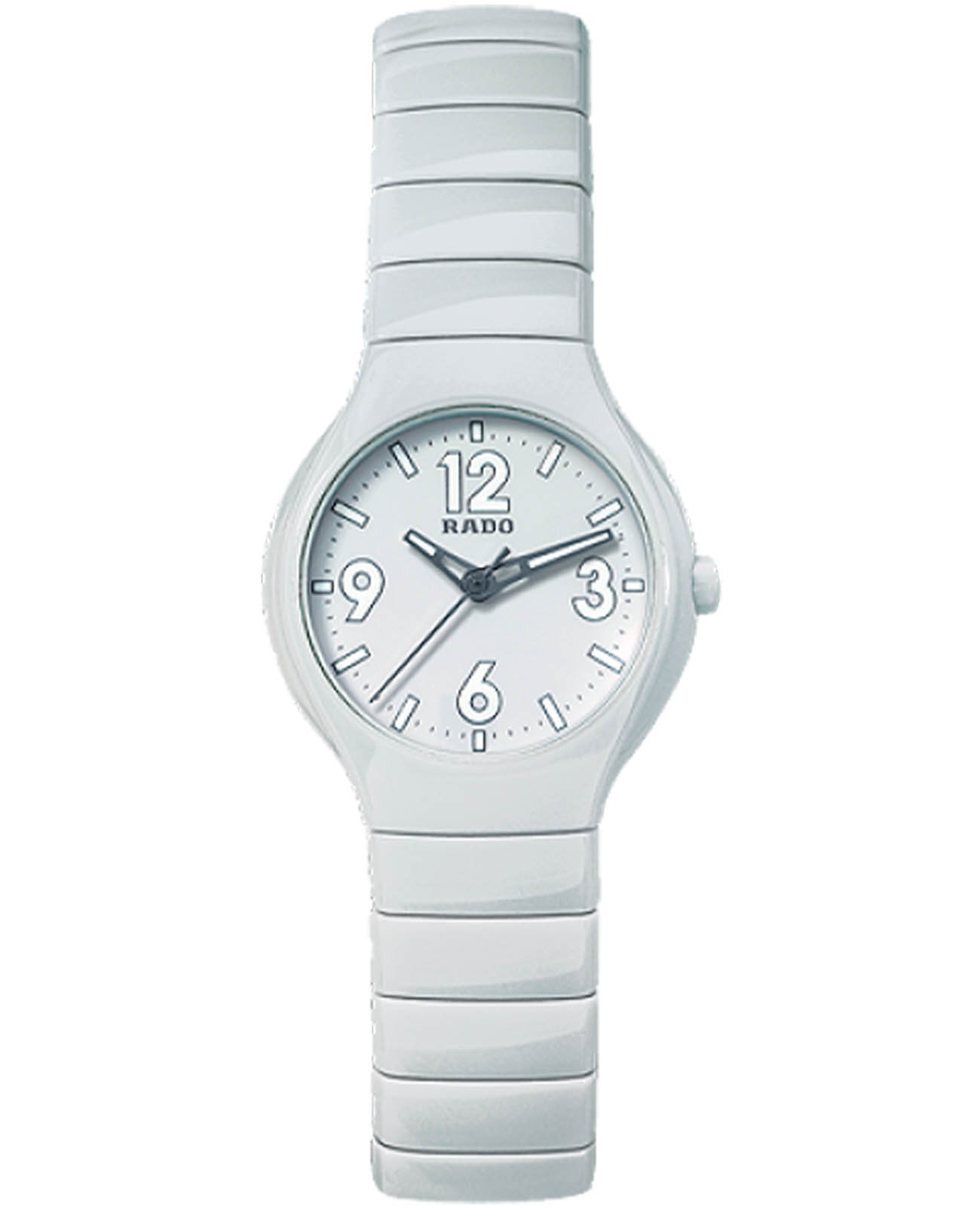 Rado Rado True R27696012  R27696012 кварцевые женские часы белый циферблат, браслет высокотехнологичная плазменная керамика — вид спереди