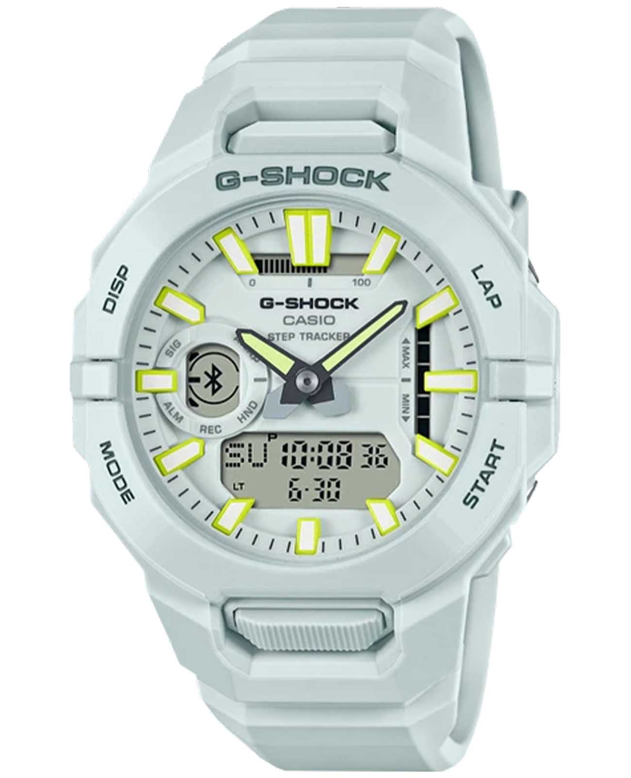 Casio Casio G-Shock GBA-950-7A G-SQUAD GBA-950-7A электронные мужские часы белый циферблат, браслет полимер — вид спереди