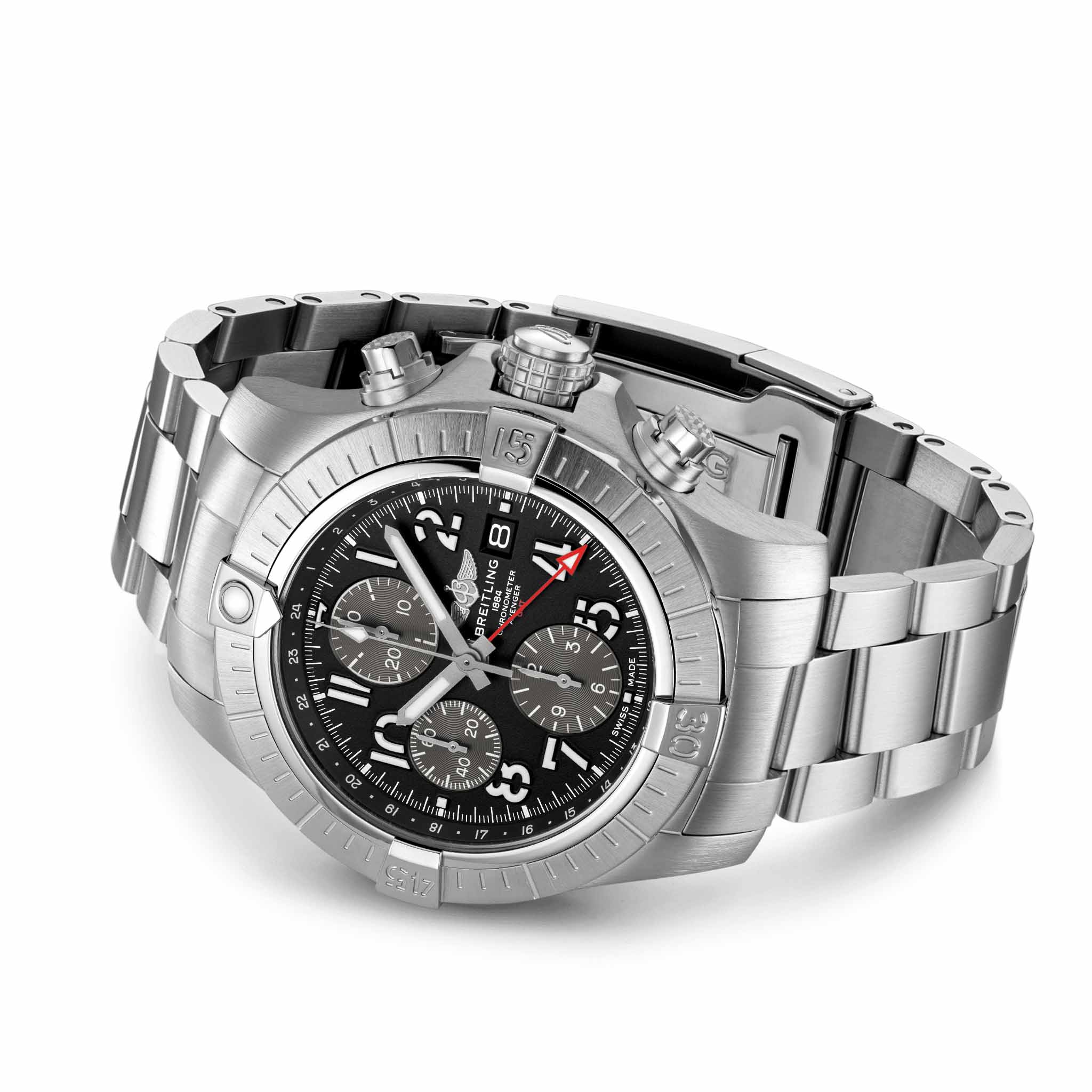 Оригинальные часы Breitling Breitling Avenger Chronograph GMT 45 A24315101B1A1 механические калибр механизма breitling 24 общий вид