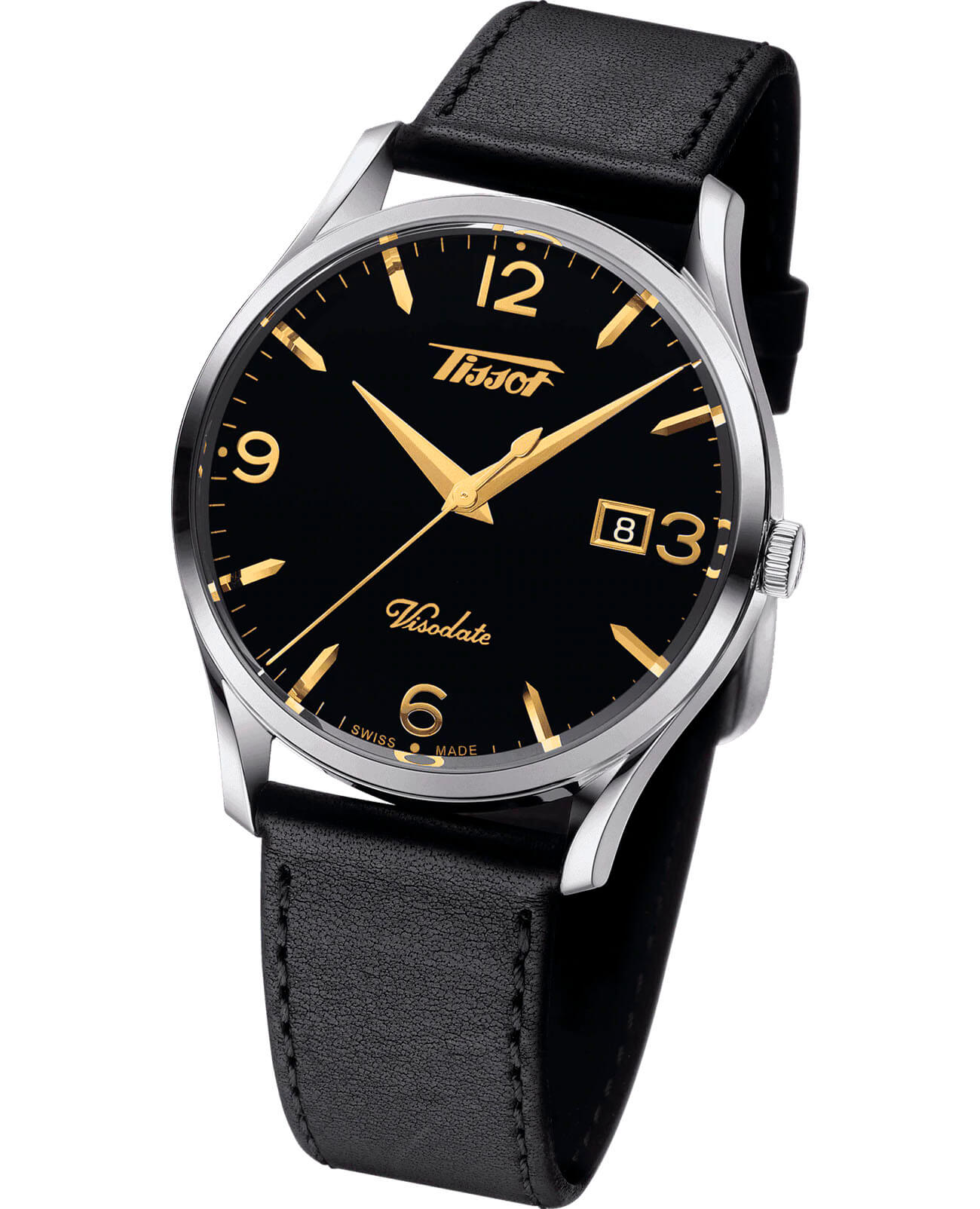 Оригинальные часы Tissot Tissot Heritage Visodate T118.410.16.057.01 кварцевые калибр механизма eta f06.111 общий вид