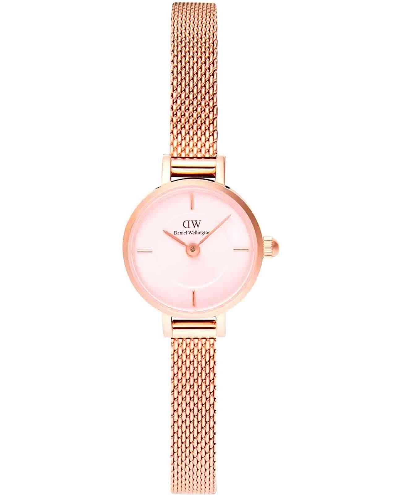 Daniel Wellington Daniel Wellington Petite Mini Champagne Melrose DW00100743  DW00100743 кварцевые женские часы розовый циферблат, браслет нержавеющая сталь с pvd-покрытием — вид спереди