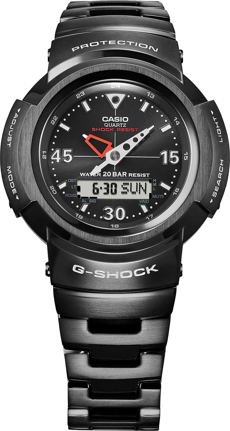 Casio Casio G-Shock AWM-500-1ADR электронные мужские часы часы крупный план черный циферблата
