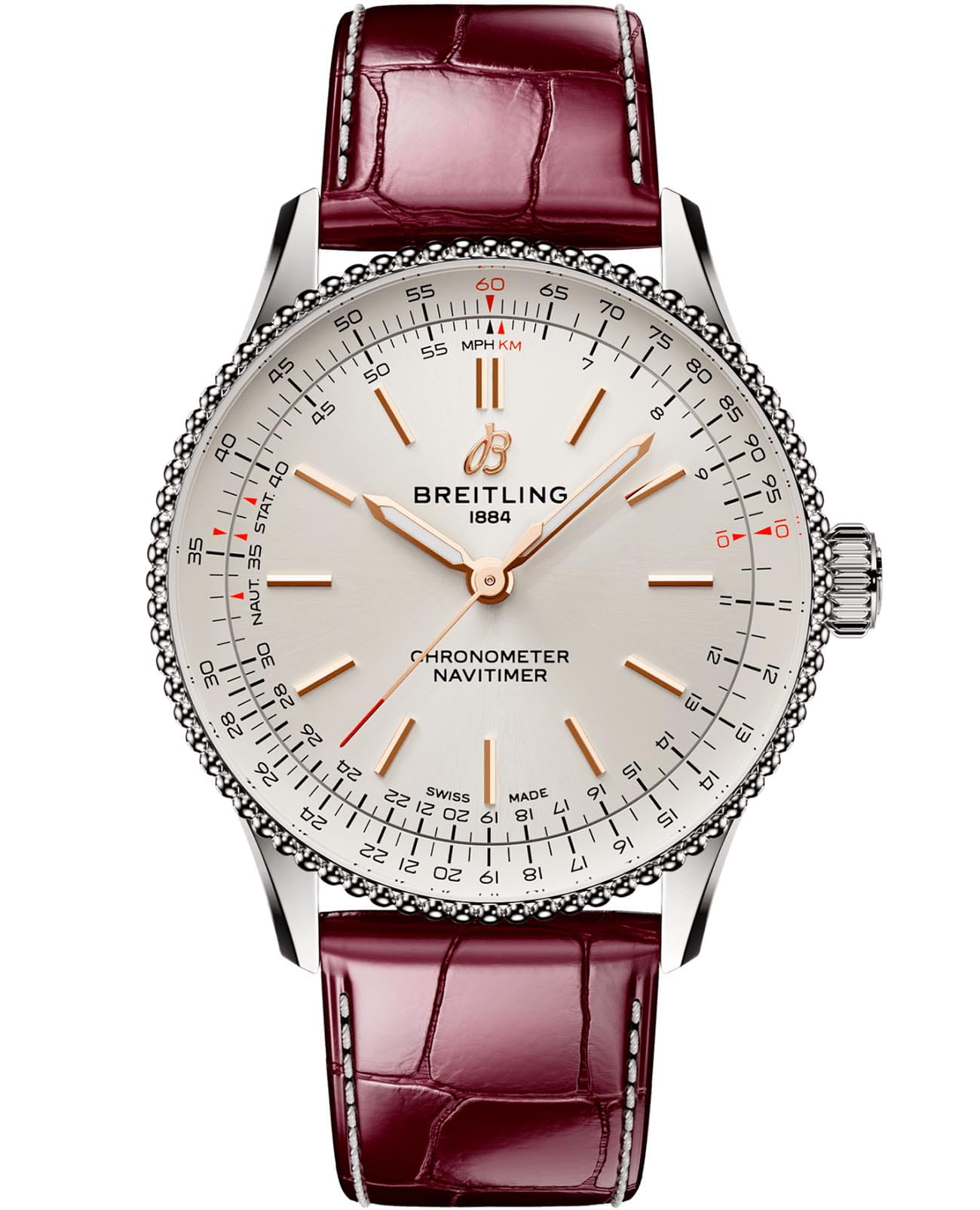 Breitling Breitling Navitimer Automatic 36 A17327211G1P1  A17327211G1P1 механические мужские часы бежевый циферблат, браслет кожаный — вид спереди