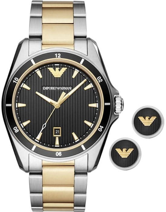 Emporio Armani Emporio Armani AR80017  AR80017 кварцевые мужские часы черный циферблат, браслет  — вид спереди