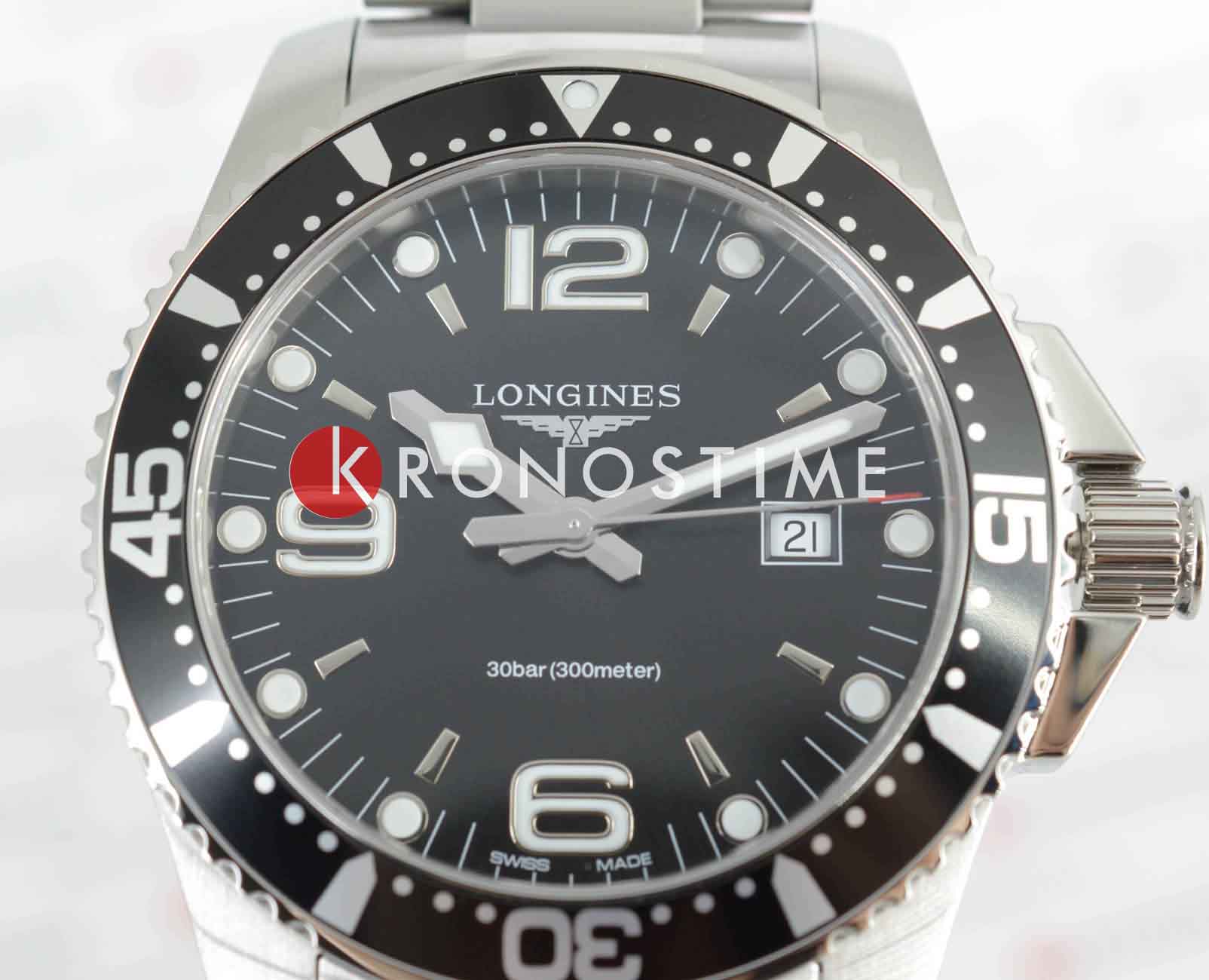 Longines Longines HydroConquest L3.840.4.56.6 мужские часы черный циферблат на запястье